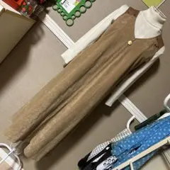 レトロ古着 ベロア ウエスト紐付き⋈ ノースリーブワンピース ヴィンテージ 古着