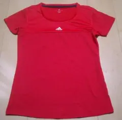 adidasアディダス☆CLIMALITE☆レディス★DRY半袖Tシャツ★赤★Ｌ
