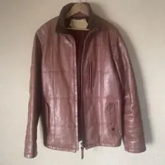 johnbull カウレザーブルゾン レッドブラウン パネルデザイン　本革/牛革のサムネイル