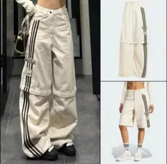 adidas アディブレイク 2-IN-1 デニムパンツ オフホワイト