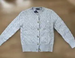 未使用タグ付きグレー ケーブルニット カーディガン