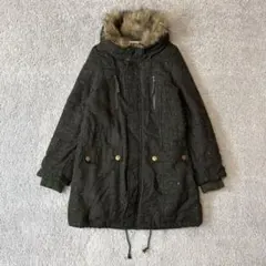 チャオパニック モッズコート　中綿　アウター　フェイクファー　ダークグリーン系