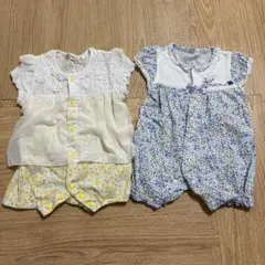 花柄　半袖ロンパース 70cm