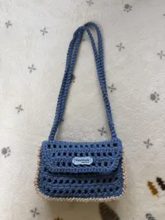 ハンドメイド 青色 ショルダーバッグ ポシェット