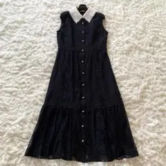 未使用級・2way✨ ダイアグラム　襟刺繍ティアードワンピース　つけ襟　総レース