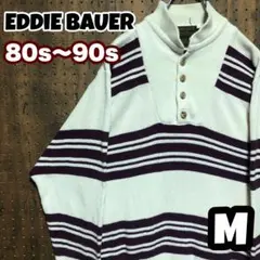 80s~90s エディーバウアー　ヘンリーネック　ニット　サイズM NC171