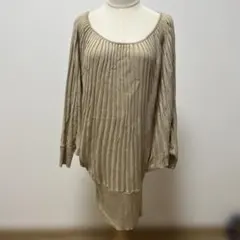 ドルマンスリーブ ロング丈長袖ニット カットソー ブラウン Mサイズ