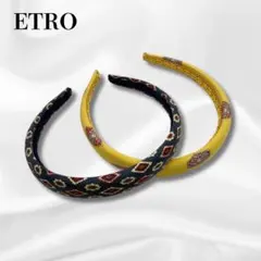 【2本セット】エトロ ETRO カチューシャ ヘアバンド　ペイズリー ネイビーのサムネイル