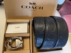新品コーチCOACHシグネチャーフリーサイズリバーシブルベルトギフト箱付き