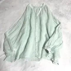 美品⭐️スローブイエナ ラミーギャザーシャツ ゆったり シアー ミントグリーンのサムネイル