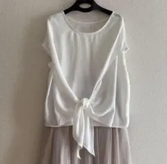 ホワイト ノースリーブ トップス 前結び Mサイズ