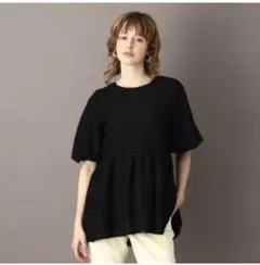 DRESSTERIOR カットジャガードぺプラムブラウス 黒のサムネイル