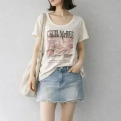 セシルマクビー［M］新品◎y2k◎平成ギャル◎ラインストーン×プリントTシャツ