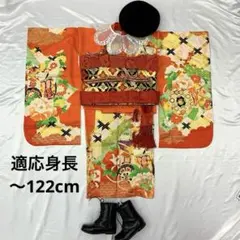 601ag32 着物のみ□七五三 三歳 女児 着物&チュール帯 雪輪文□美品