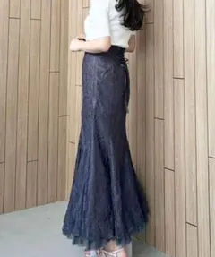 MERCURYDUO マーキュリー 裾チュール レースアップマーメイドスカート