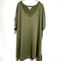 美品✨ORVIS オリーブ Vネックチュニック XL/EG 柔らか素材のサムネイル