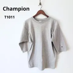 Champion T1011 USA製 七分袖 Tシャツ グレー M 古着