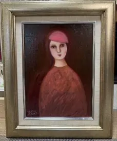 洋画家小出三郎 「少女」仮題 額38×31絵約23×16cm 小出楢重の弟子