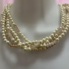 パール クリスタル 多層 ネックレス 煌びやか 入園 入学