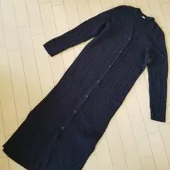 値下げ！ミラオーウェン カーディガン ロング ニット リブ 長袖 紺 ネイビー