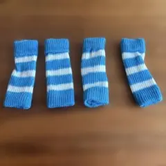 犬用レッグウォーマー青と白ストライプ 2足セット