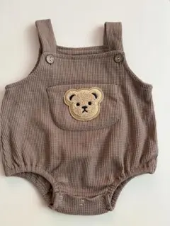 くま刺繍　オーバーオール　60-70cm ブラウン