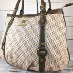 【美品】バーバリーブルーレーベル☆ノバチェック　肩掛け　トートバッグ　ショルダー