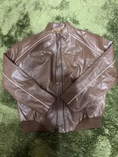 ブラウン オーバーレザージャケット