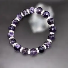 【限定】天然石パワーストーン　アメジストブレスレット　10㎜ シルバロンデル