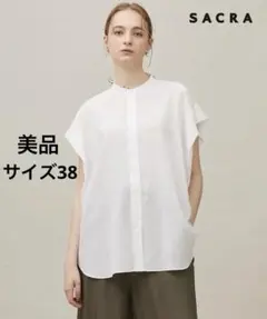 未使用品 sacra SACRAシュリンクギャバジン ブラウス ホワイト - メルカリ