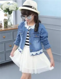 キッズ☆チュールワンピースとデニムジャケットの2点セット