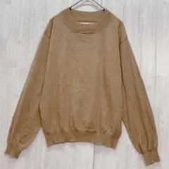 ショコラフィネローブ　クルーネック薄手ニット　茶　F