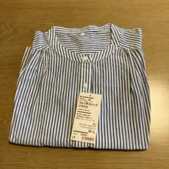無印良品ストライプ フレンチスリーブブラウス M-L