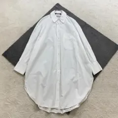 ザラ【XS】白系 長袖シャツワンピ ロング丈 綿100％ オーバーサイズ 春夏