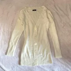 ギャル古着y2k♡白リブニットVネックカーディガン