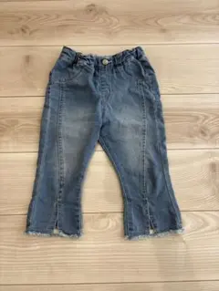 デニムパンツ フレイドヘム スリット付き　7分丈