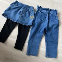 デニム風レギンスLeeスカートレギンス付き80