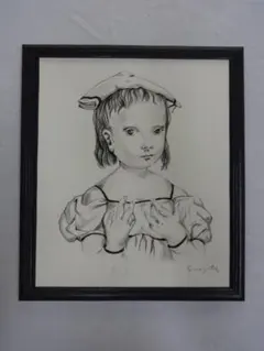 藤田嗣治 少女と猫 1954年頃 肉筆水彩画 紙本著色・レオナールフジタ