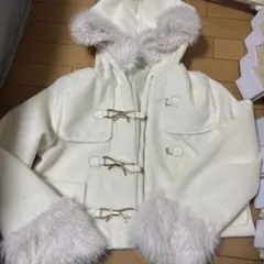 ホワイト フード付き ショートダッフルコート apres jour