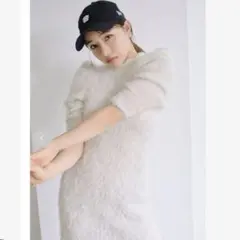 SNIDEL ファーライク ハーフスリーブ ミニニット ワンピース