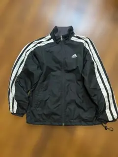 adidas ブラック ストライプジャケット　ポリエステル　M 裏地ネット