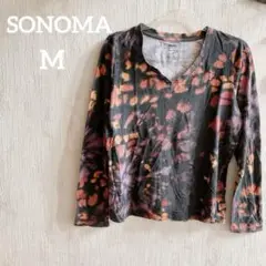 海外古着✨SONOMA【M】長袖 Tシャツ ロンT タイダイ柄 黒