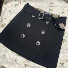 超美品☆バーバリーブルーレーベル☆ベルト付き巻きスカートミニ☆ブラック38♪