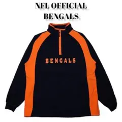 NFL公式 BENGALS 刺繍 ハーフジップフリース 古着 アメフト