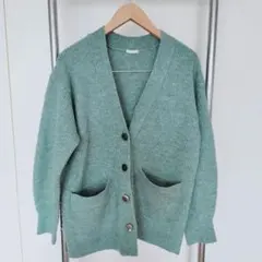 GU ミントグリーン カーディガン　春服　リブ編み　Sサイズ　オーバー