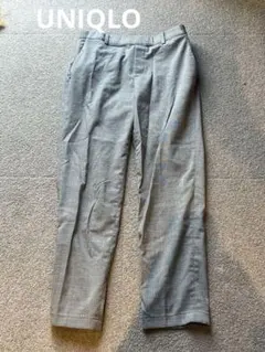 UNIQLO/ユニクロ　グレーチェック　テーパードパンツ　ウエストゴム