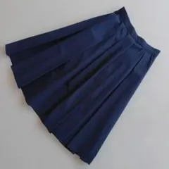 組曲S　タックスカート　ネイビー系　S1　Aライン　プリーツ　ひざ下丈　ミモレ丈