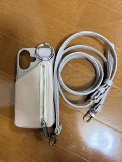 ajew iPhone16 ケース double heart ストラップ付