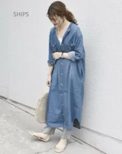 《美品》SHIPSシップス別注Wranglerノーカラーデニムワンピース　完売品