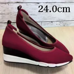 ​【極美品✨】fitfit ニットパンプス 24.0cm ボルドー 外反母趾